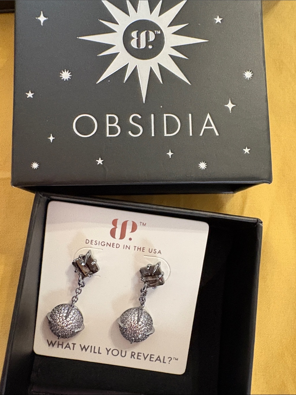 Obsidia Gunmetal Dangle Earrings — Textured Drop Design